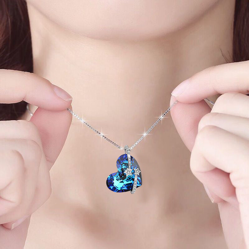 Ocean Heart Love Crystal Necklace Crystalstile